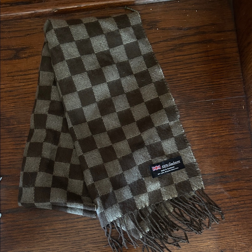 Cashmere Classic Brown Checkered Scarf